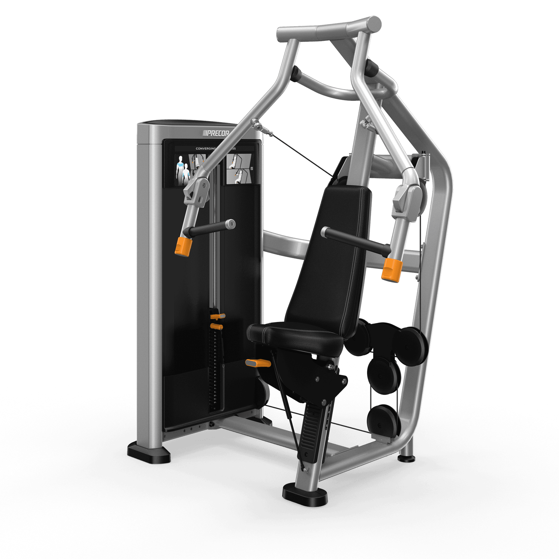 Converging Chest Press with Gloss Metallic Silver frame