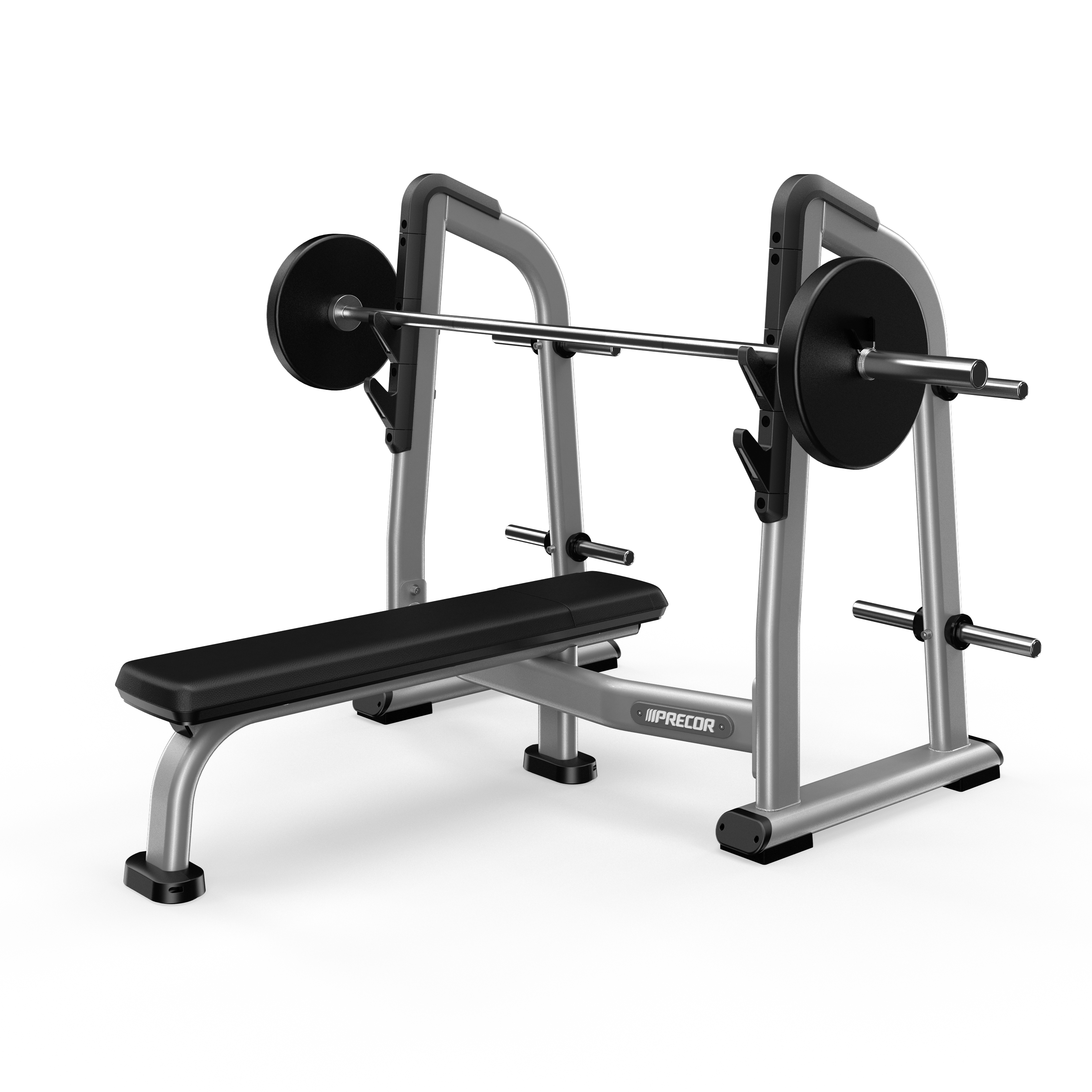 Olympic Flat Bench with Gloss Metallic Silver frame