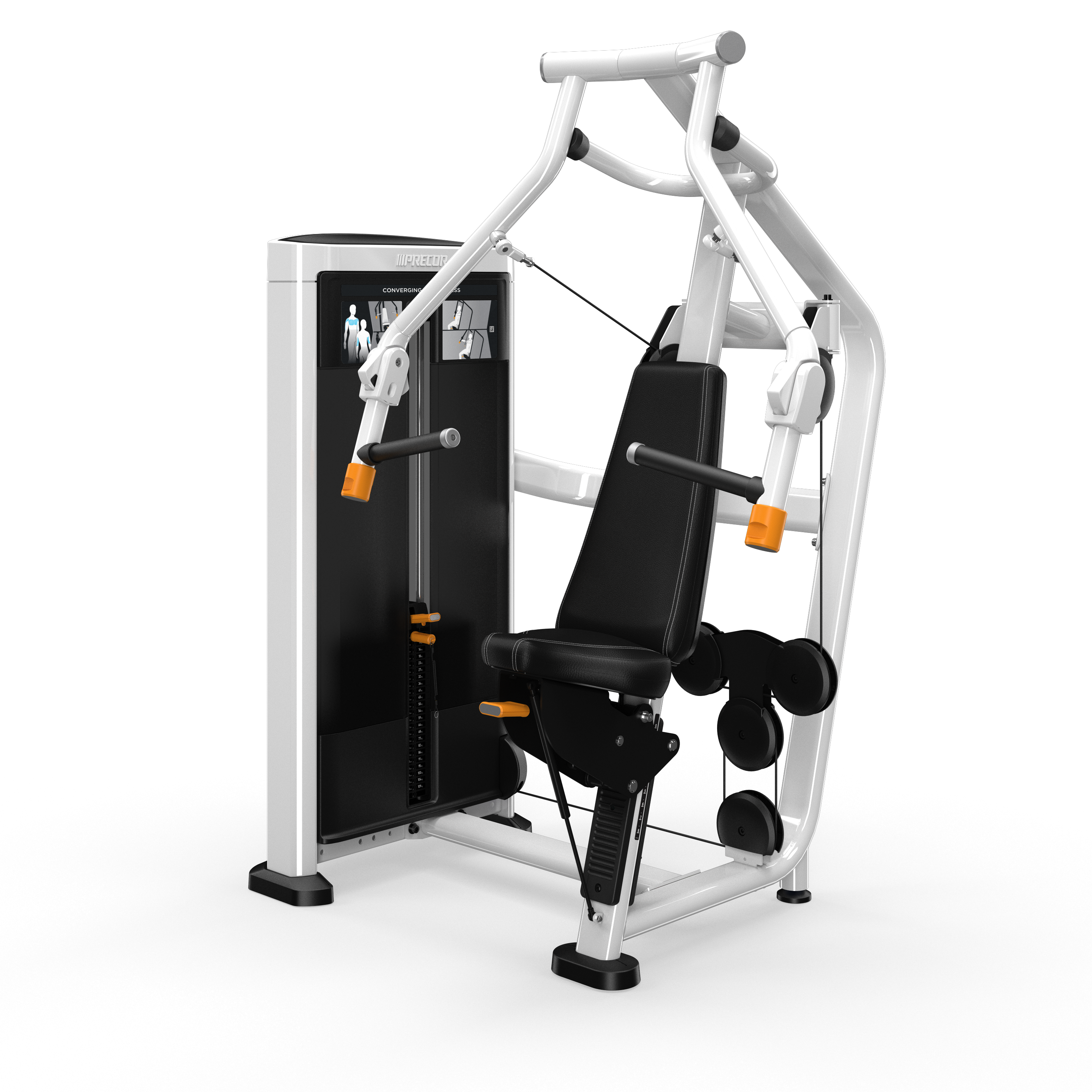 Converging Chest Press with Gloss Metallic Silver frame
